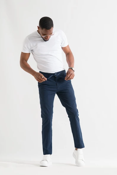 Çift Pileli Regular Fit Beli Lastikli İplikli Yazlık İnce Kumaş Erkek Jogger Pantolon - Resim 8