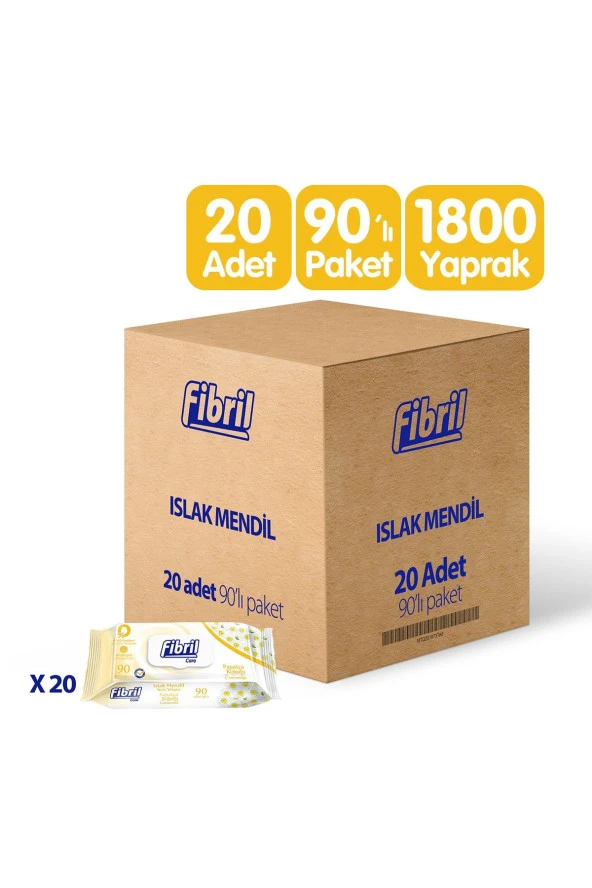 Fibril Care Papatya Kokulu Islak Mendil 20x90 Lı Paket 1800 Yaprak