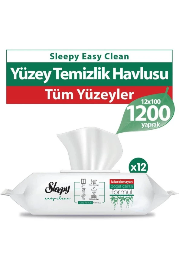 Sleepy Easy Clean Yüzey Temizlik Havlusu 100 Yaprak X 12 Adet