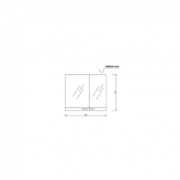 Denko Terra 100 MDF Banyo Dolabı Takımı Aynalı Üst Modülü - 2