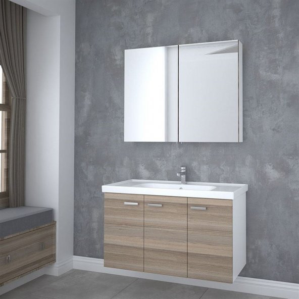 Denko Terra 100 MDF Banyo Dolabı Takımı Aynalı Üst Modülü - 3