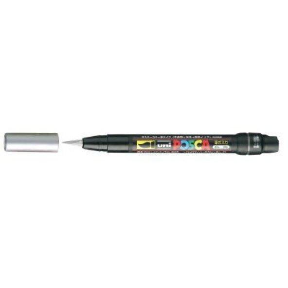 Uni Posca PCF-350 Boyama Markörü 1-10 mm Fırça Uç METALİK GÜMÜŞ