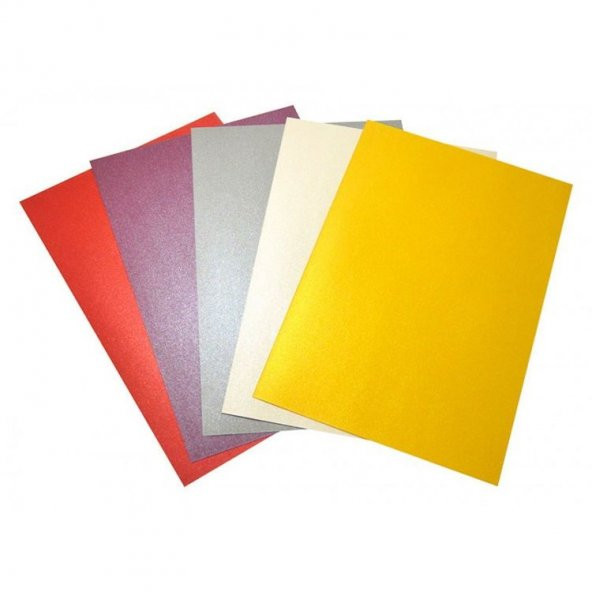 Lino Sedefli Karton 49x69 cm.230 gr. 5 Renk 10lu Paket