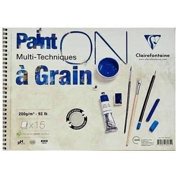 Clairefontaine PaintOn Çok Amaçlı Çizim Blok 35x50 cm Resim Defteri 200 gr. 15 Yaprak