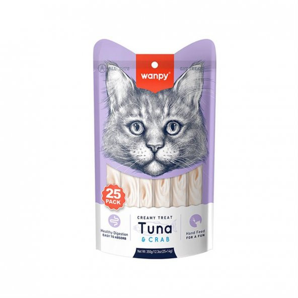 Wanpy Ton Balıklı Ve Yengeçli Krema Kedi Ödülü 14 Gr X 25Li - 1