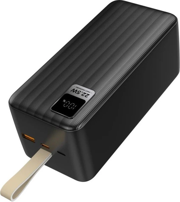 Dexim K55 50.000 Mah 22.5W USB ve Type-C Çıkışlı LED Ekranlı Askılı Pd Powerbank Siyah - DCA0055