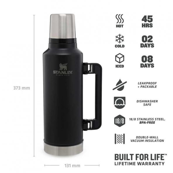 Stanley 10-07934-004 Klasik Vakumlu 1.9 Litre Çelik Termos - Siyah - 5