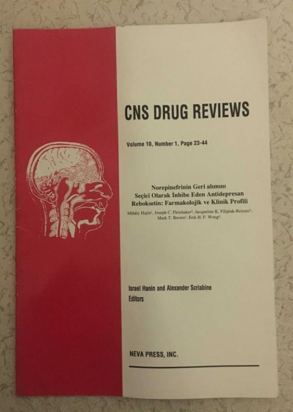 CNS DRUG REVIEWS Volume 10 Number 1,Page 23-44 Norepinefrinin geri alımını seçici olarak inhibe eden Antidepresan Reboksetin: Farmakolojik ve Klinik   ( İKİNCİ EL ÜRÜN )