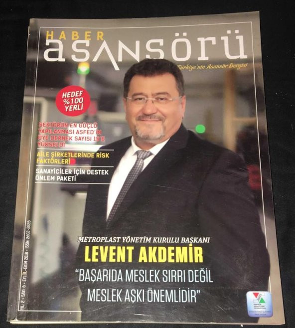 HABER ASANSÖRÜ Eylül Ekim 2018 Yıl 1 Sayı 6 Kapak LEVENT AKDEMİR   ( İKİNCİ EL ÜRÜN )