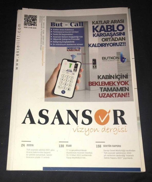 ASANSÖR VİZYON DERGİSİ Ocak Şubat 2022 Yıl 11 Sayı 65 Dosya: Türk Asansör Sektörü 2021 yılını ihracat bakımından başarılı bir şekilde tamamladı   ( İKİNCİ EL ÜRÜN )