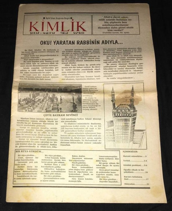 KİMLİK Dergisi Şubat Mart 1997 Yıl 2 Sayı 10   ( İKİNCİ EL ÜRÜN ) - 1