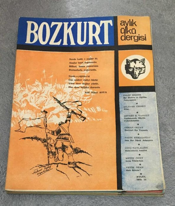 BOZKURT Eylül 1973 Yıl 1 Sayı 12 BOZKURT BİR YAŞINDA - Osman Oktay   ( İKİNCİ EL ÜRÜN )