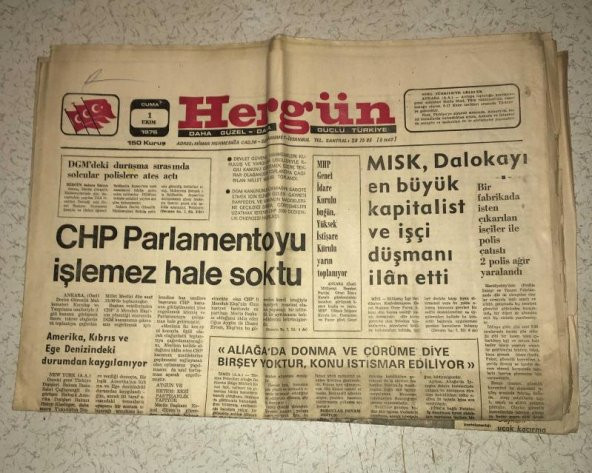 HERGÜN Milliyetçi Gazete 1 Ekim 1976 Cuma CHP PARLAMENTOYU İŞLEMEZ HALE GETİRDİ   ( İKİNCİ EL ÜRÜN )
