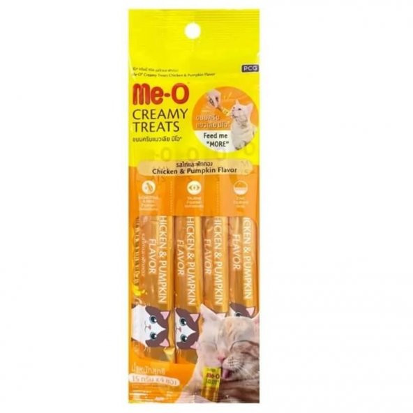 Me-O Creamy Treats Tavuk Etli ve Kabaklı Ek Besin ve Kedi Ödülü 15 Gr X 4lü