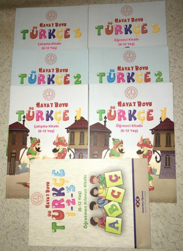 HAYAT BOYU TÜRKÇE 1-2-3 [6-12 Yaş] ÖĞRETMEN KILAVUZ KİTABI [7 KİTAP]   ( İKİNCİ EL ÜRÜN )