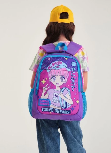 Coral High Lavanta K-Pop Okul Sırt Ve Beslenme Çantası Seti - Resim 2