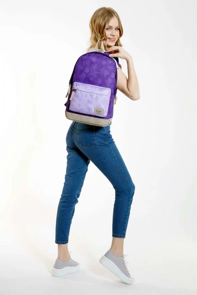 Kaukko Wichlight Üç Bölmeli Mor Okul ve Günlük Sırt Çantası - Kız Çocuk - Resim 3