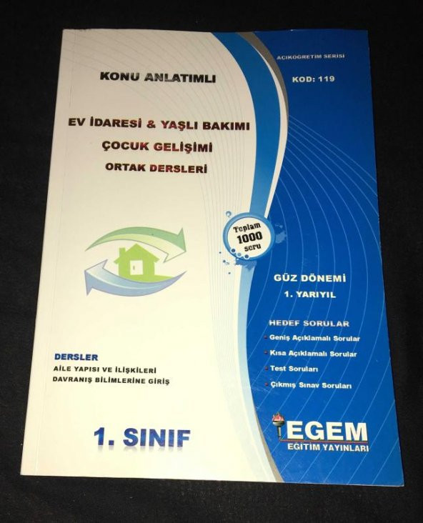 Konu Anlatımlı EV İDARESİ - YAŞLI BAKIMI ÇOCUK GELİŞİMİ ORTAK DERSLERİ 1.Sınıf Güz dönemi 1.Yarıyıl   ( İKİNCİ EL ÜRÜN ) - 1