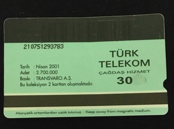 NİSAN 2001 TARİHLİ TÜRK TELEKOM 30LU KONTÖR KARTI   ( İKİNCİ EL ÜRÜN )