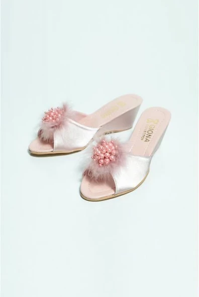 Giona 105 Kadın Dolgu Topuklu Gelin Çeyiz Terliği - 6