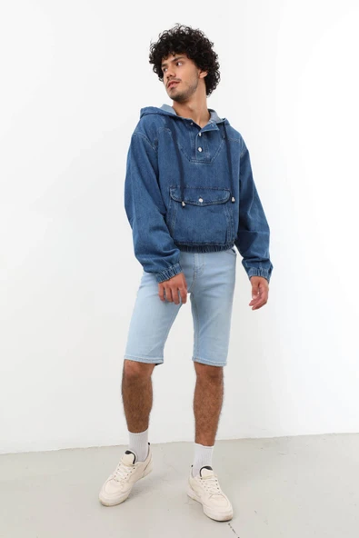 Erkek Jean Sweatshirt Koyu Mavi - 2