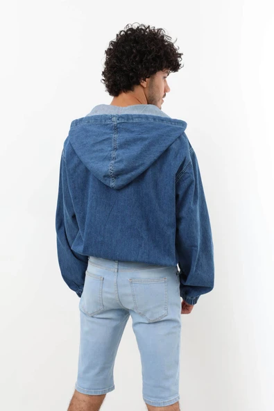 Erkek Jean Sweatshirt Koyu Mavi - 7
