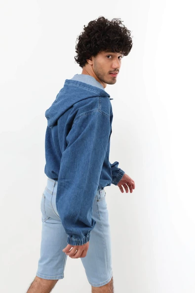 Erkek Jean Sweatshirt Koyu Mavi - 6