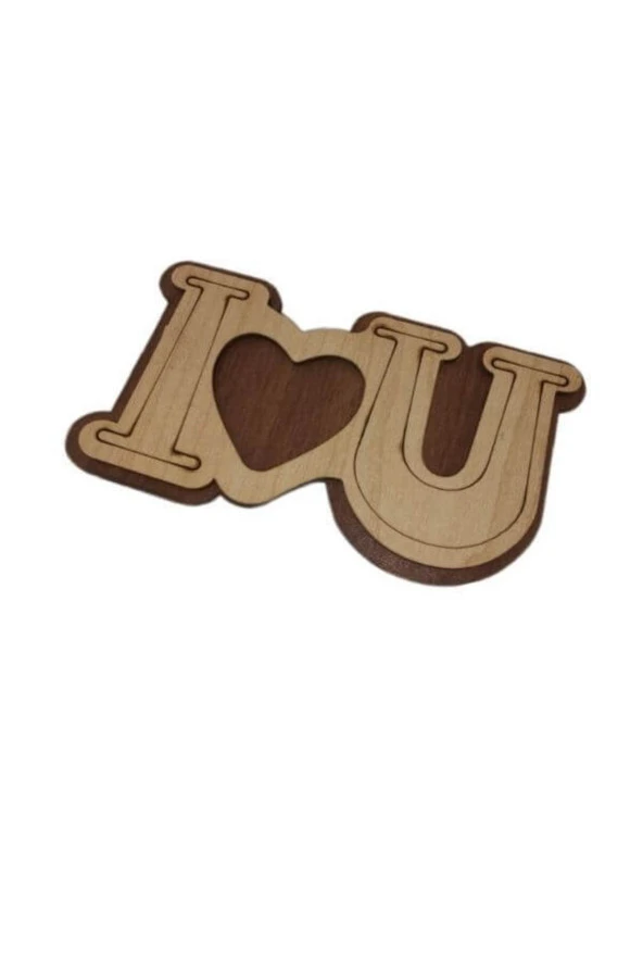 Ahşap I Love You Magnet - Aşk Magnet - Kalp Magnet ( 10 Adet )