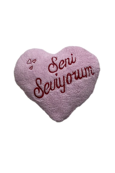 Özcan Tasarım Peluş Kalp Yastık - Seni Seviyorum Yastık - Resim 2