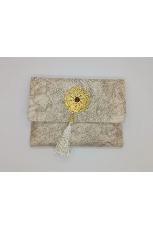 Lüks Çantalı Kadife Kaplı Yasin ( Krem ) - 2
