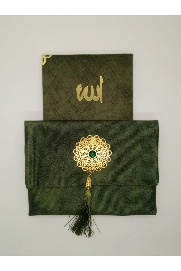 Lüks Çantalı Kadife Kaplı Yasin ( Yeşil ) - 2