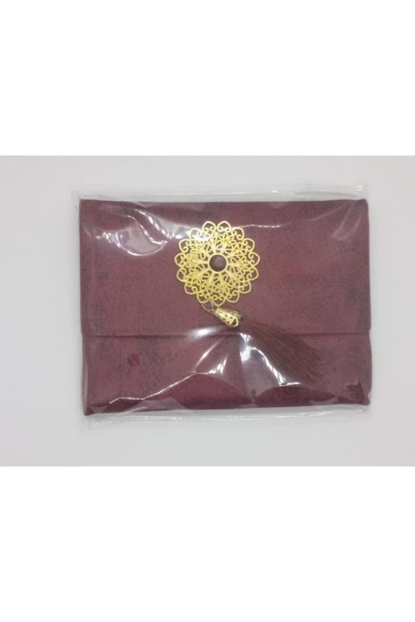 Lüks Çantalı Kadife Kaplı Yasin ( Bordo ) - 4