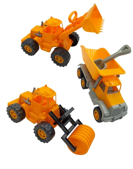 Oyuncak İş Makinaları Plastik Büyük Boy İş Makinaları 3'lü Set - 2
