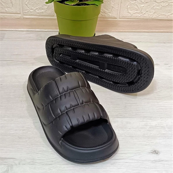 Akınalbella 406 Siyah Hafif Rahat Günlük Havuz Plaj Kadın Terliği - Resim 7