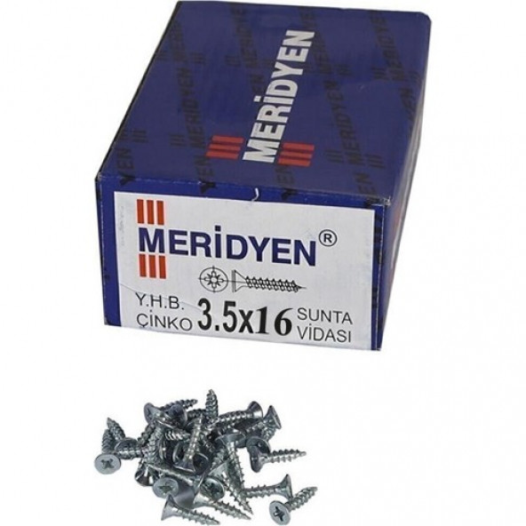 Meridyen Yüksek Performans Sunta Vidası 3.5X16 mm 1000 Adet