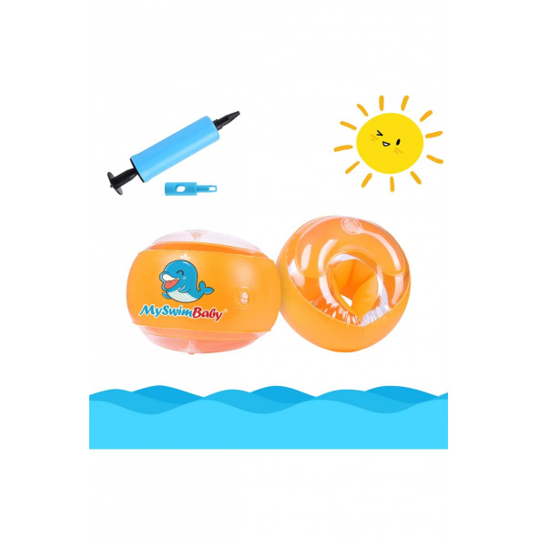 MySwimBaby Yüzme Yardımcısı Kolluk Şişme Kolluk Deniz Kolluğu Çocuk Kolluğu Bebek Kolluğu Kolluk Simit Turuncu - 1