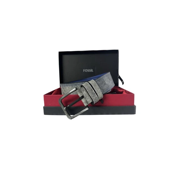 Fossil Gri Kot Suni Deri 4,5 cm Erkek Kemeri-110Cm