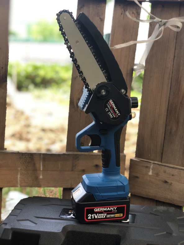 Germany Style Uzun-kısa Pala Ve Zincir 2x Akü Çantalı Şarjlı Dal Kesme Budama Testere Makine  Uzun Pala - 2