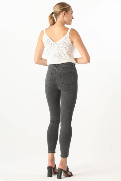 Kadın Gri Skinny Jean Pantolon - 6
