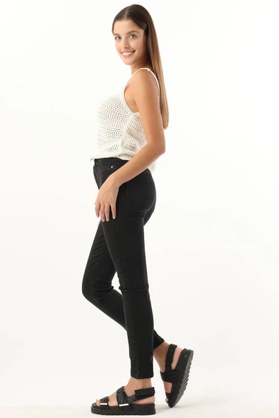 Kadın Antrasit Skinny Jean Pantolon - Resim 4