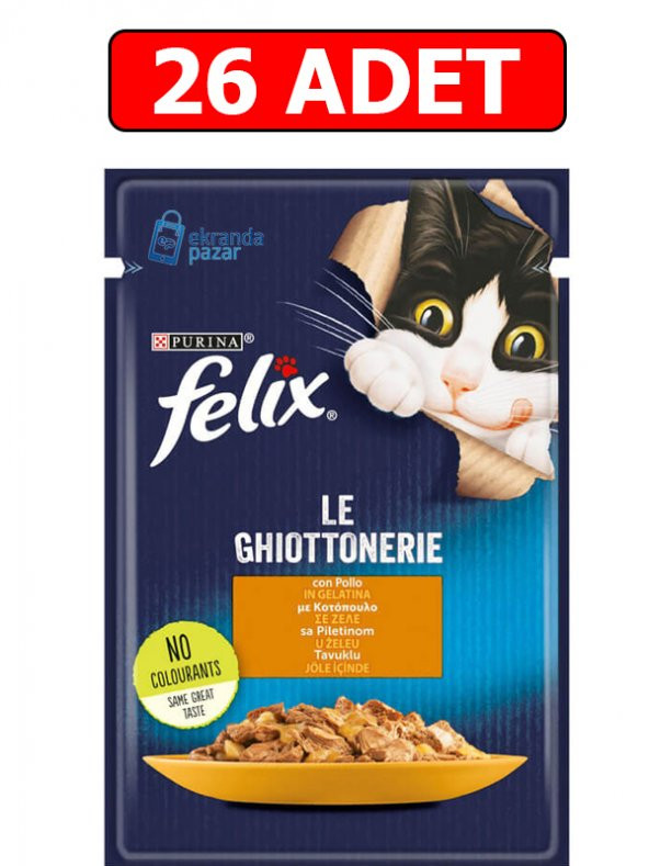 Purina felix tavuklu yaş kedi maması 85gr 26 adet pouch kedi konserve kedi ıslak maması ürün görseli 1