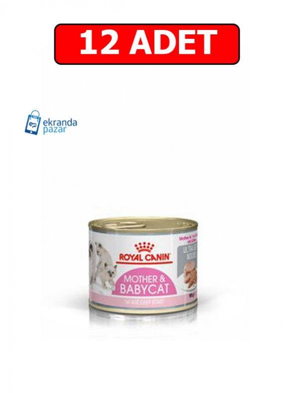 Royal canın mother and babycat 195gr 12 adet konserve yaş kedi maması ultra soft mousse - 1