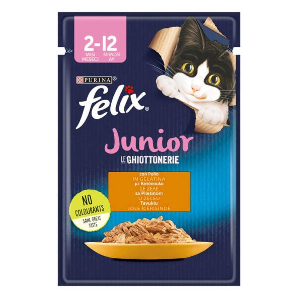 Purina felix tavuklu junior yavru kedi ıslak maması 85gr x 13 adet kedi yaş mama kedi pouch konserve - 2