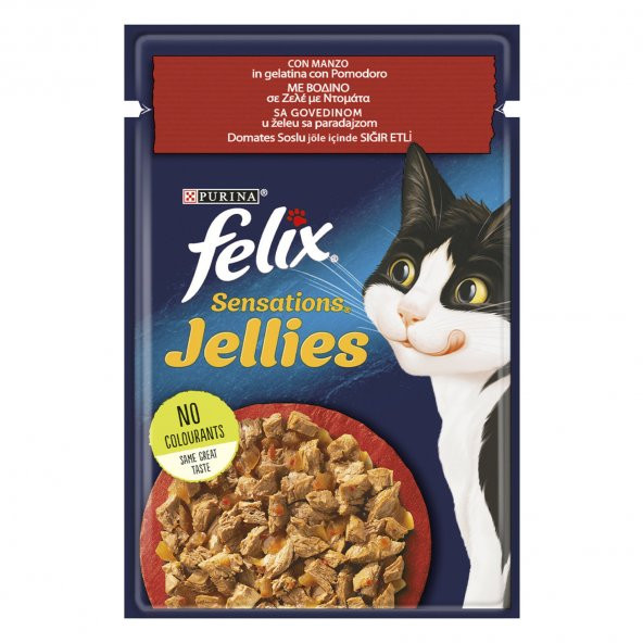 Purina felix domatesli sığır etli yaş kedi maması 85gr 13adet pouch kedi konserve kedi ıslak maması - 2