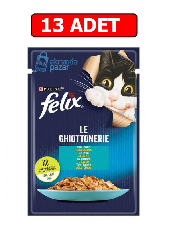 Purina felix ton balıklı yaş kedi maması 85gr 13 adet pouch kedi konserve kedi ıslak maması ürün görseli 1