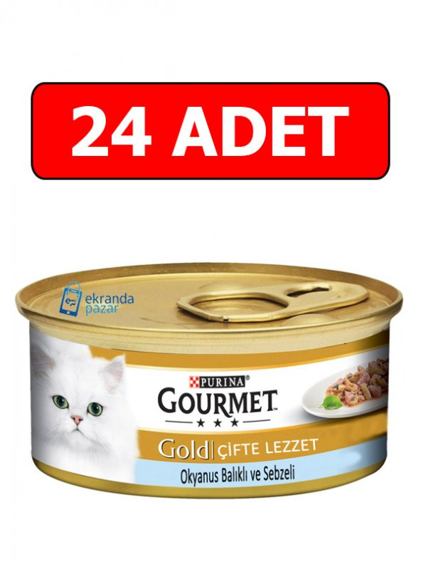 Purina gourmet gold ıspanaklı sos içinde okyanus balıklı kedi konservesi 85 gr 24 adet yaş mama