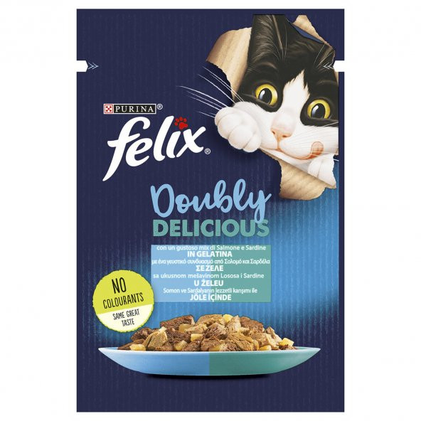 Purina felix somonlu ve sardalya yaş kedi maması 85gr 26 adet pouch kedi konserve kedi ıslak maması - 2