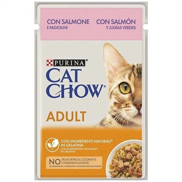 Purina catchow adult somon ve yeşil fasulyeli kedi ıslak maması 85gr 13 adet kedi yaş mama pouch - 2