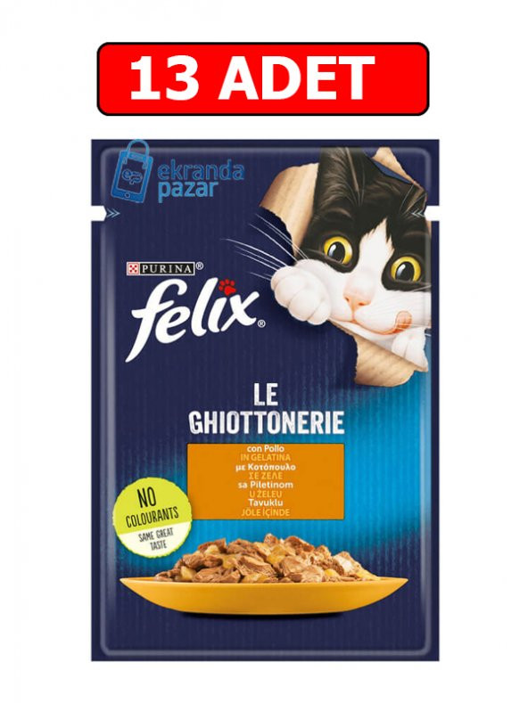 Purina felix tavuklu yaş kedi maması 85gr 13 adet pouch kedi konserve kedi ıslak maması ürün görseli 1