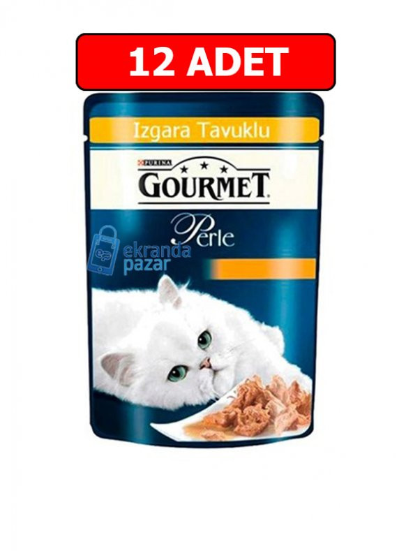 Purina gourmet perle ızgara tavuklu yaş kedi maması konserve 85 gr x 12 adet ürün görseli 1